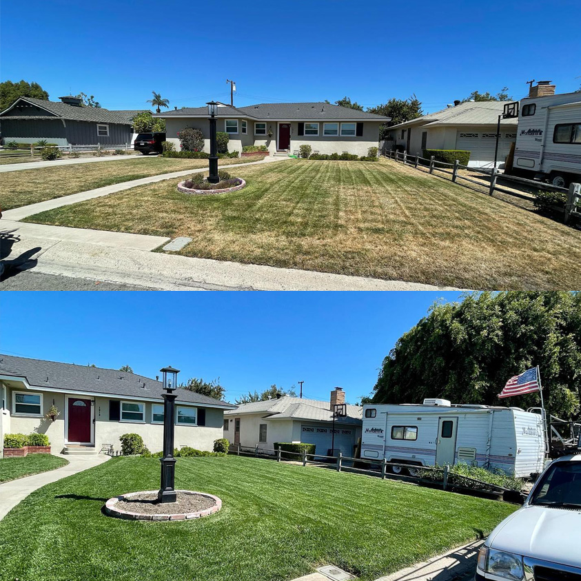 front yard before and after photo